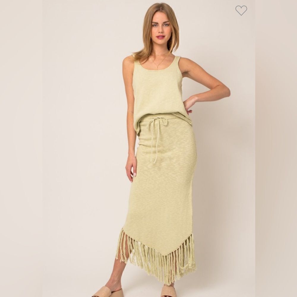075 SAGE FRINGE SHIRT SET